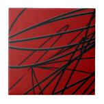 Carreau Abstrait rouge moderne<br><div class="desc">Le élégant carrelage en céramique d'art abstrait moderne rouge et noir présente un design linéaire organique. Parfait pour la décoration d'intérieur de style contemporain</div>