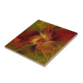 Carreau Abstrait Rouge Orange Brown Vert Fractal Art Flowe (Côté)