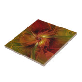 Carreau Abstrait Rouge Orange Brown Vert Fractal Art Flowe (Côté)