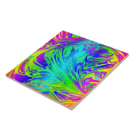 Carreau Abstrait Splashing Rainbow Liquid (Côté)