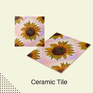 Carreau Abstrait, Tournesol, Or, Pêche et Violet clair