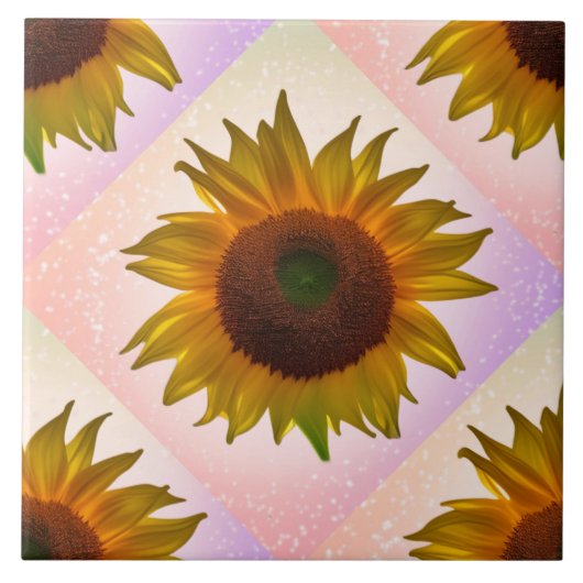 Carreau Abstrait, Tournesol, Or, Pêche et Violet clair (Devant)