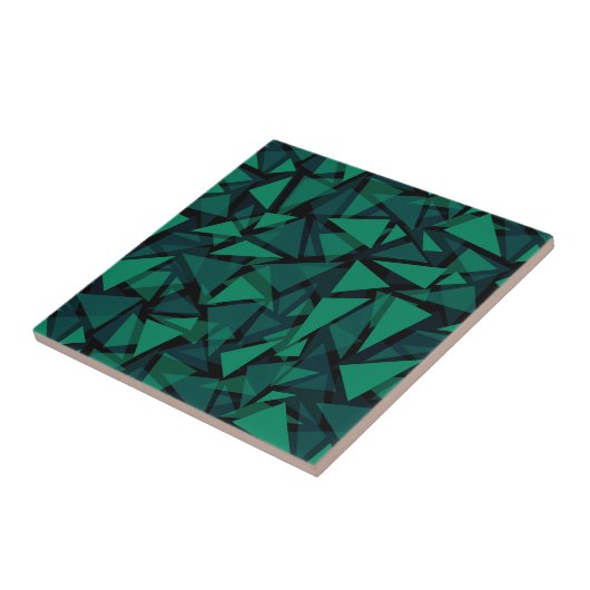 Carreau Abstrait vert émeraude polygonale motif jeter pil (Côté)