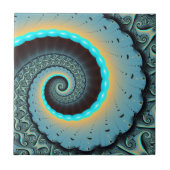Carreau Abstraite spirale d'art fractal bleu turquoise ora (Devant)