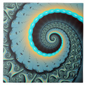 Carreau Abstraite spirale d'art fractal bleu turquoise ora (Devant)