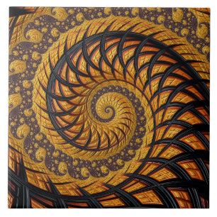 Carreau Abstraite spirale noire et or Fractale
