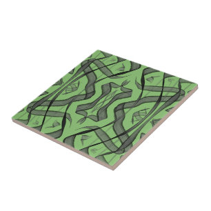 Carreau Abstraits Noirs Et Gris En Miroir Feuilles