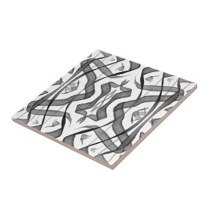 Carreau Abstraits Noirs Et Gris En Miroir Feuilles