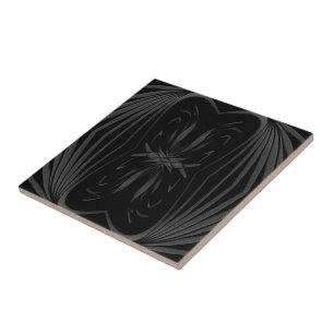 Carreau Abstraits Noirs Et Gris En Miroir Feuilles