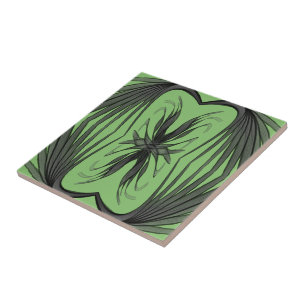 Carreau Abstraits Noirs Et Gris En Miroir Feuilles