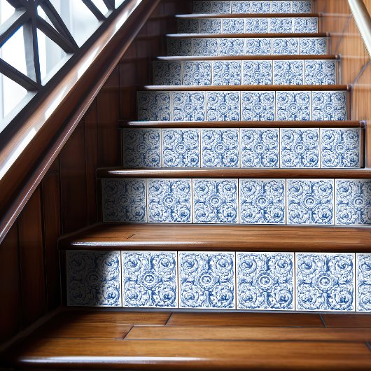 Carreau Acanthus baroque bleu et blanc