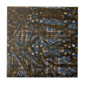 Carreau Accent de mandala indigo et or marocain (Devant)