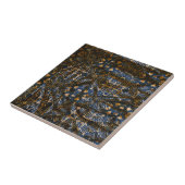 Carreau Accent de mandala indigo et or marocain (Côté)