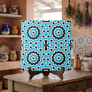 Carreau Accent Mosaïque Aztèque Géométrique Noir Sarcelle