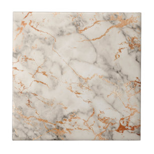 Carreau Accents Brown et Motif Abstrait blanc