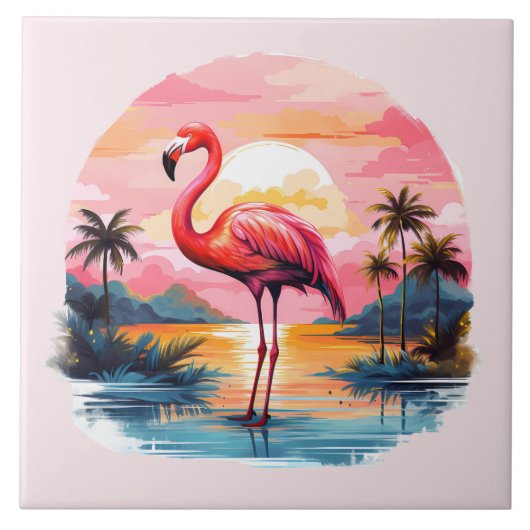 Carreau accueil plage rose flamingo amateurs artisanat (Devant)