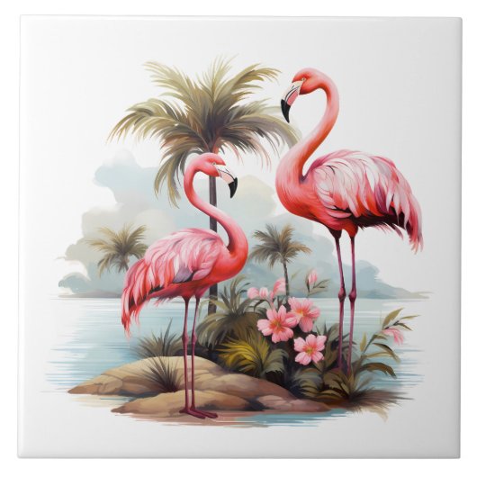 Carreau accueil plage rose flamingo amateurs artisanat (Devant)