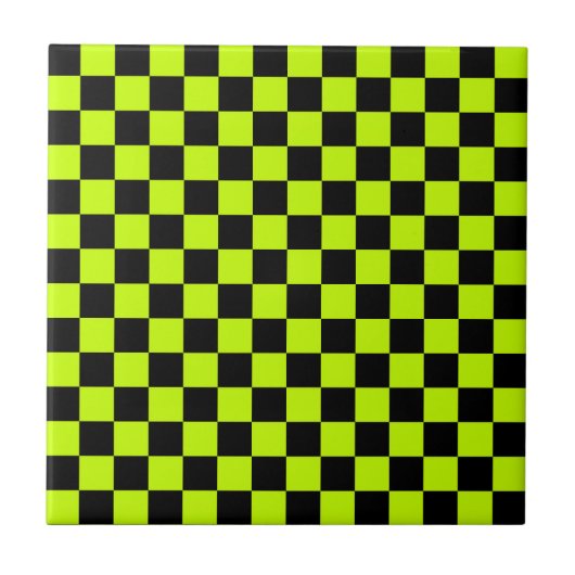 Carreau Acid green black checkerboard pattern (Devant)