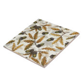 Carreau Acornes et feuilles de chêne sur blanc (Côté)