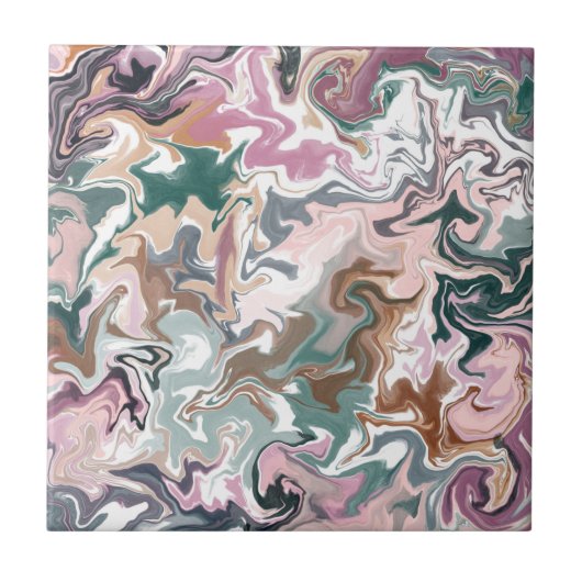 Carreau Acrylique liquide vert et rose (Devant)