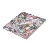 Carreau Acrylique liquide vert et rose (Côté)