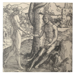 Carreau Adam et Eve : La Chute de l'Homme (Lucas van Leyde