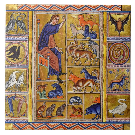 CARREAU ADAM NAMMER ANIMAUX, BESTIAIRE MÉDIÉVAL, CERFS, LI (Devant)