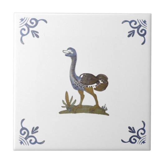 Carreau Adorable Baby Ostrich Delft Repro sur Carrelage bl (Devant)