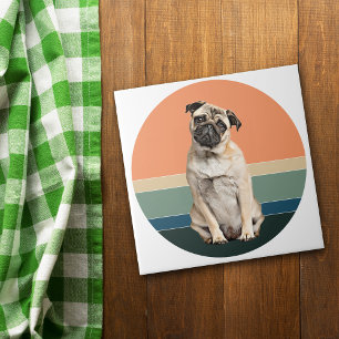 Carreau Adorable Carlin Chien Retro Sunset