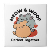 Carreau Adorable chat et chien Hug - Meow & Woof Design (Devant)