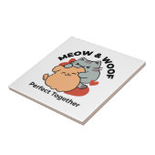 Carreau Adorable chat et chien Hug - Meow & Woof Design (Côté)