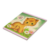 Carreau adorable chaton aux yeux verts (Côté)