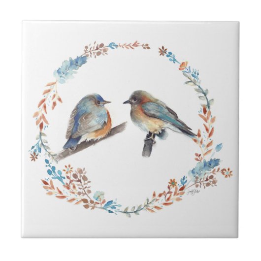 Carreau Adorable Courbe fleurie de Couple de Bleu Est (Devant)