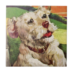 Carreau adorable petite illustration de chien de terrier