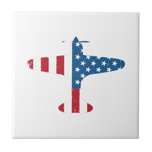 Carreau Aéronef avion USA Drapeau Vétérinaire Cadeau de pi (Devant)