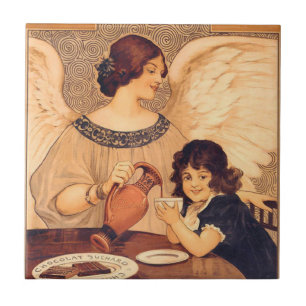 Carreau Affiche Antique d'Ange au Chocolat Français : Art