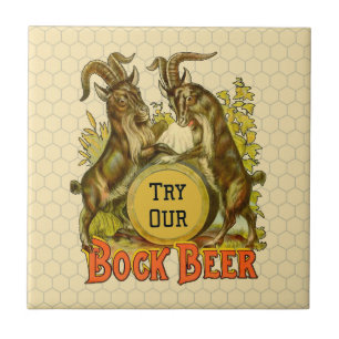 Carreau Affiche de bière Bock vintage : Antique Goat Saloo