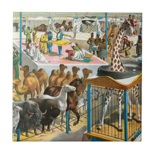 Carreau Affiche De Cirque Des Personnes De Différentes Nat (Devant)