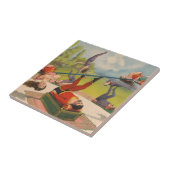 Carreau Affiche de cirque montrant des actes acrobatiques, (Côté)