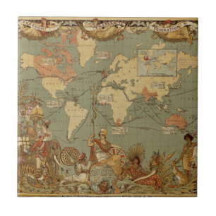 Carreau Affiche de la carte du monde de l'Empire britanniq