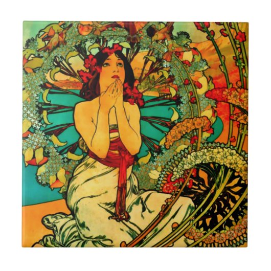 Carreau Affiche de Monaco Monte Carlo par Alphonse Mucha (Devant)