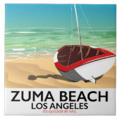 Carreau Affiche de plage de Zuma Beach LA Rail (Devant)
