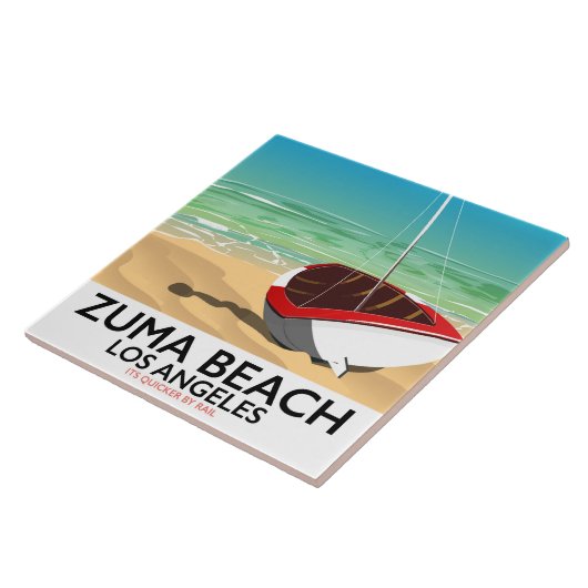 Carreau Affiche de plage de Zuma Beach LA Rail (Côté)
