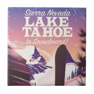Carreau Affiche de snowboard Lake Tahoe Sierra Nevada USA