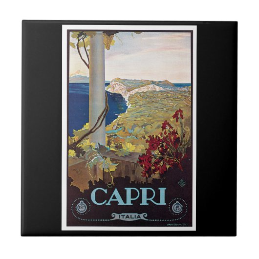 Carreau Affiche de Vintage voyage de Capri, Italie (Devant)