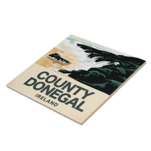 Carreau Affiche de voyage au bord de la mer dans le comté 