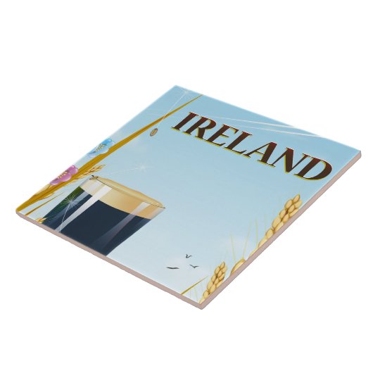 Carreau Affiche de voyage de paysage de pintes d'Irlande (Côté)