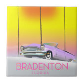 Carreau Affiche de voyage de voiture classique de Bradento (Devant)