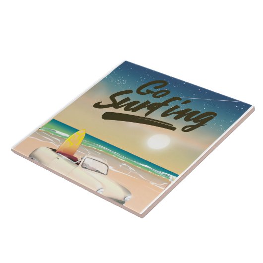 Carreau Affiche de voyage Go Surfing ! (Côté)