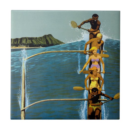 Carreau Affiche De Voyage Pour United Air Lines Vers Hawai (Devant)